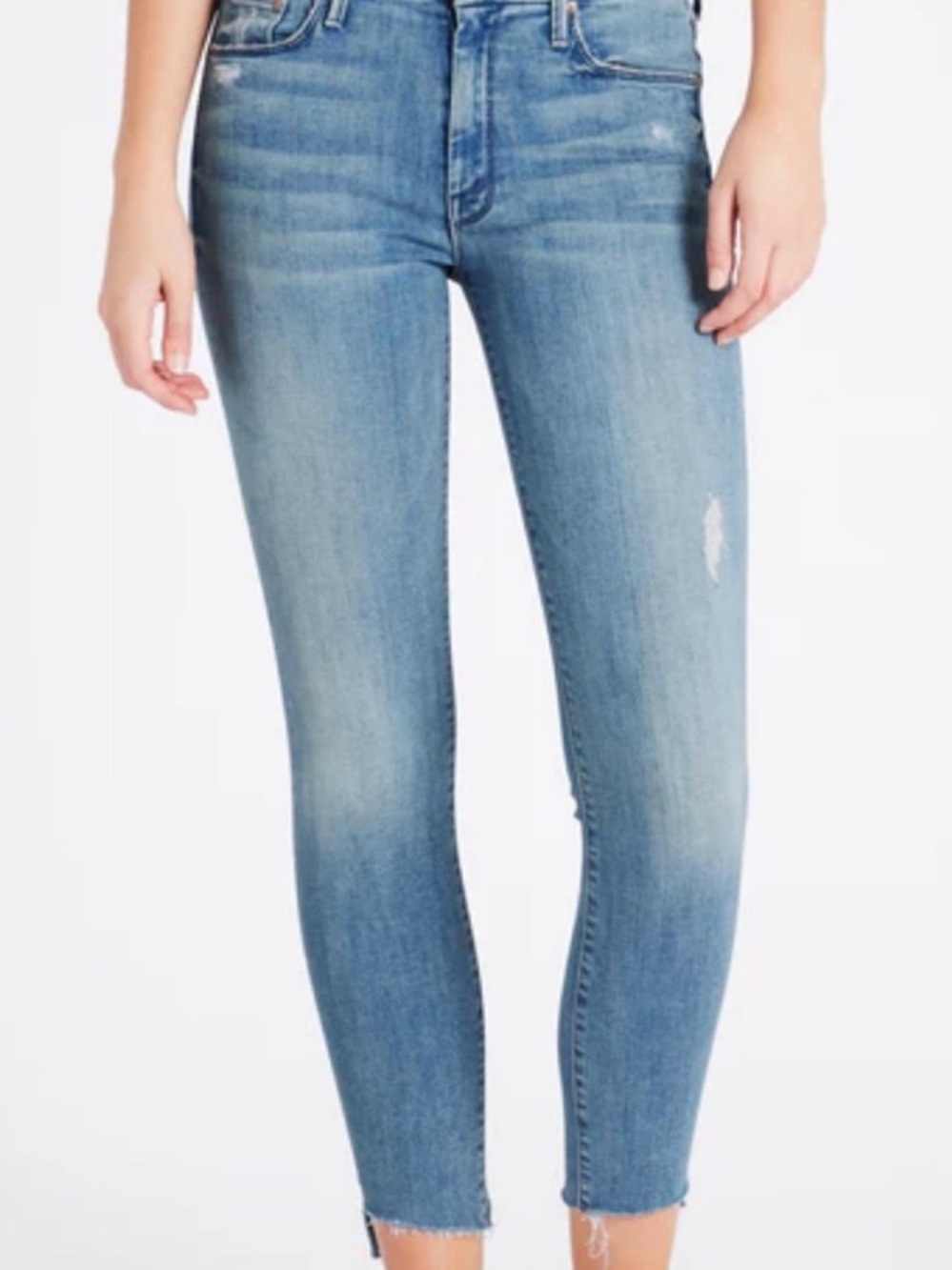 MOTHER Light Blue High-Rise Cropped Jeans
